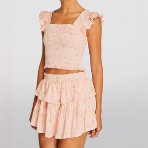 Loveshackfancy pink floral mini skirt (I’m selling the top too!)